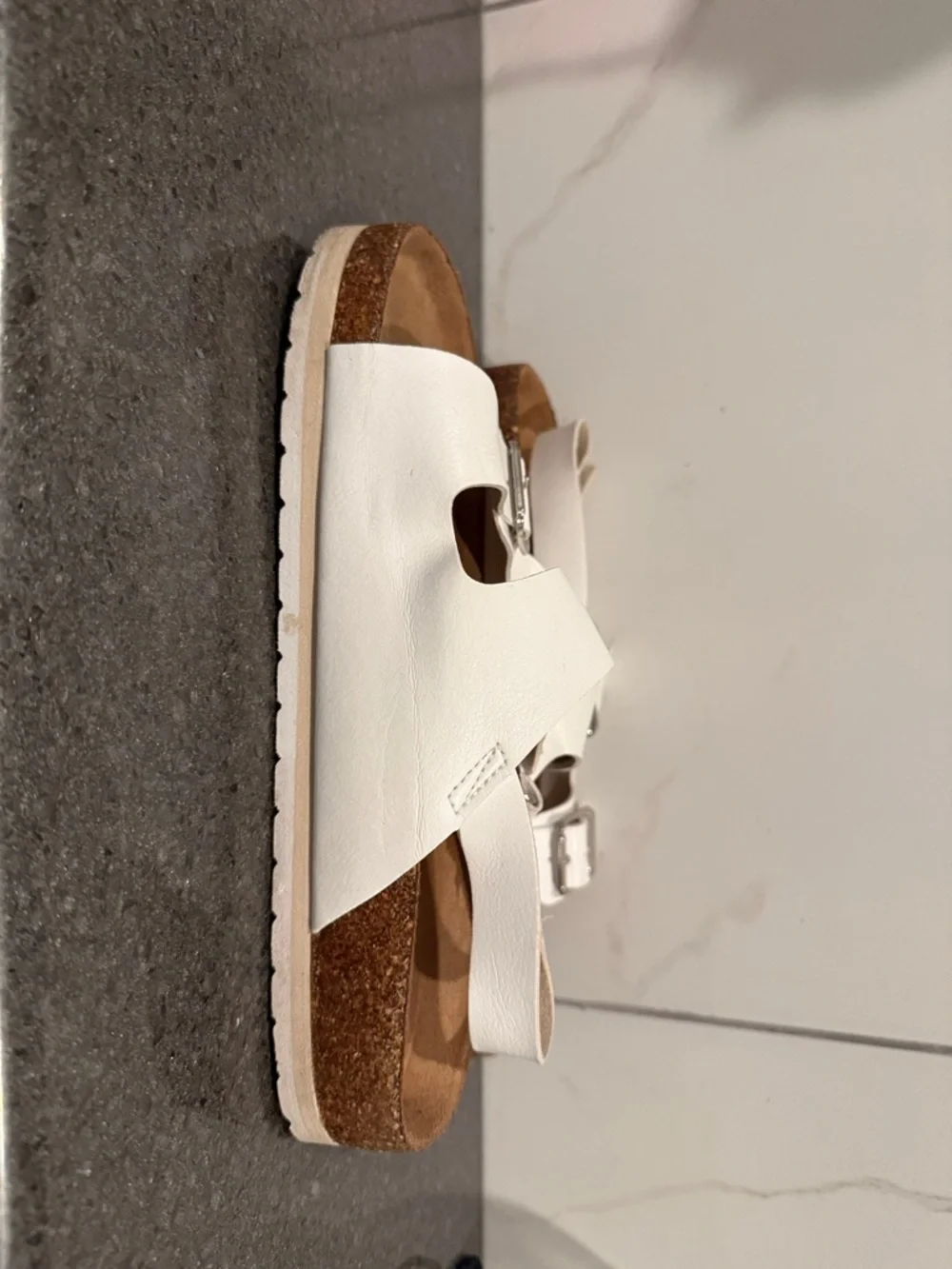 Time and Tru White Double-Buckle Slingback Sandals - Picture 5 of 9